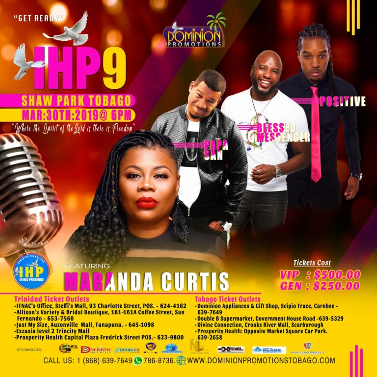 In His Presence 9 official poster, 30 March 2019, Shaw Park Tobago, featuring Maranda Curtis